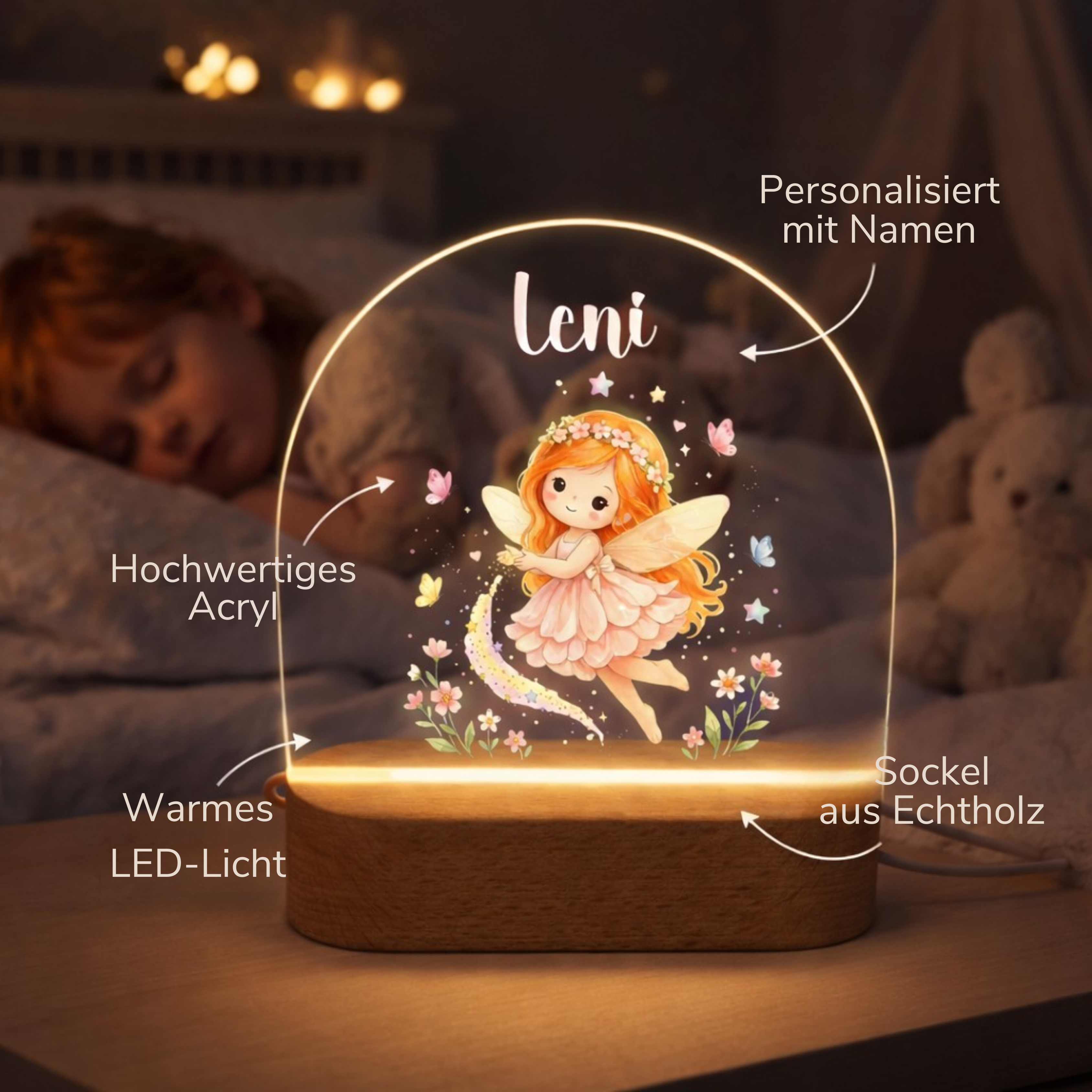 Personalisiertes Kinderlicht LED - Feen Welt