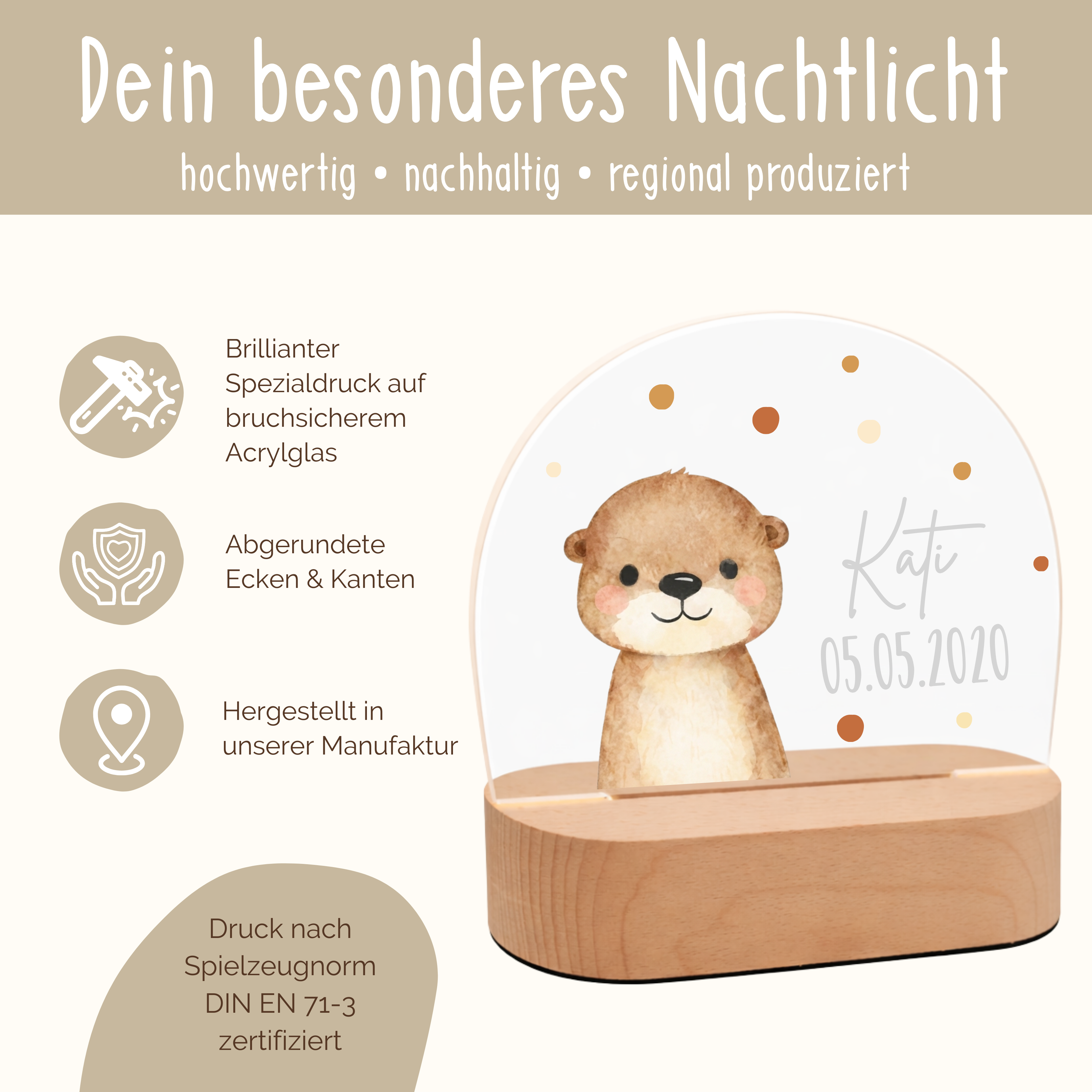 Personalisiertes Nachtlicht Kinder – Skandi Tiere