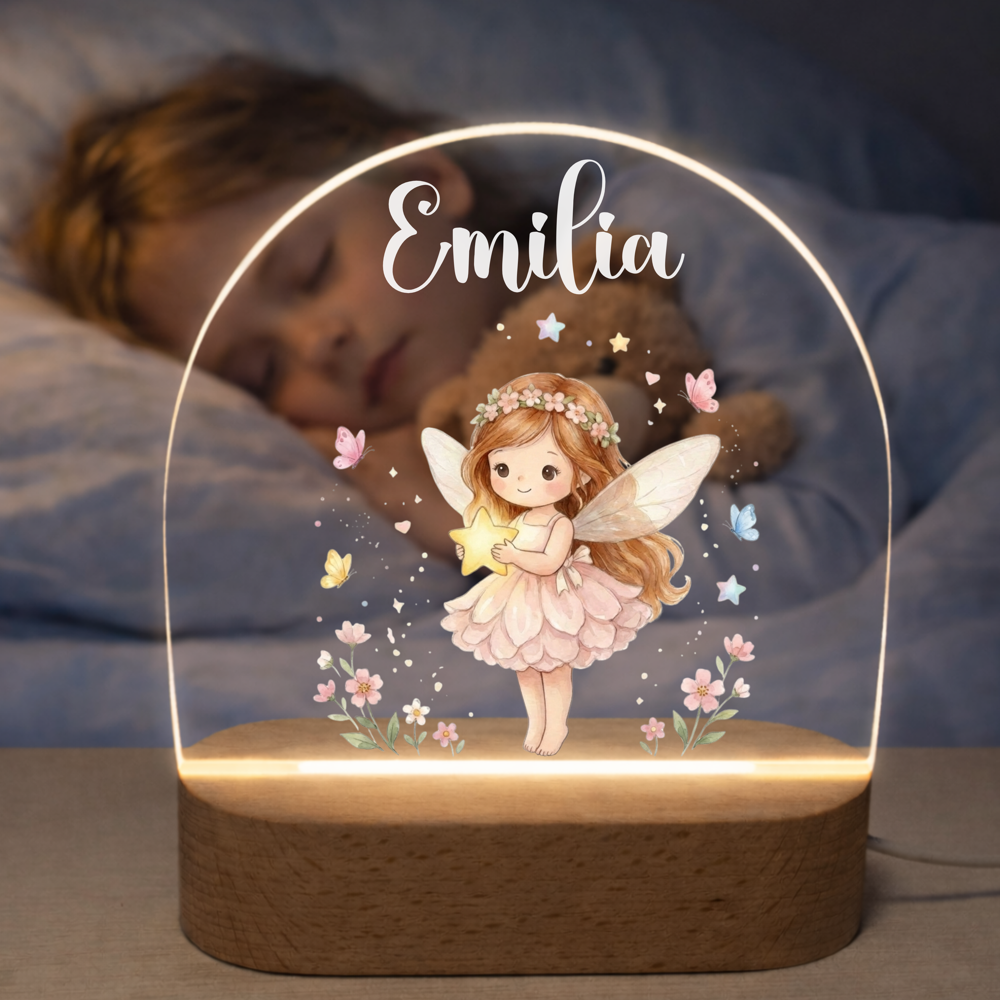 Personalisiertes Kinderlicht LED - Feen Welt