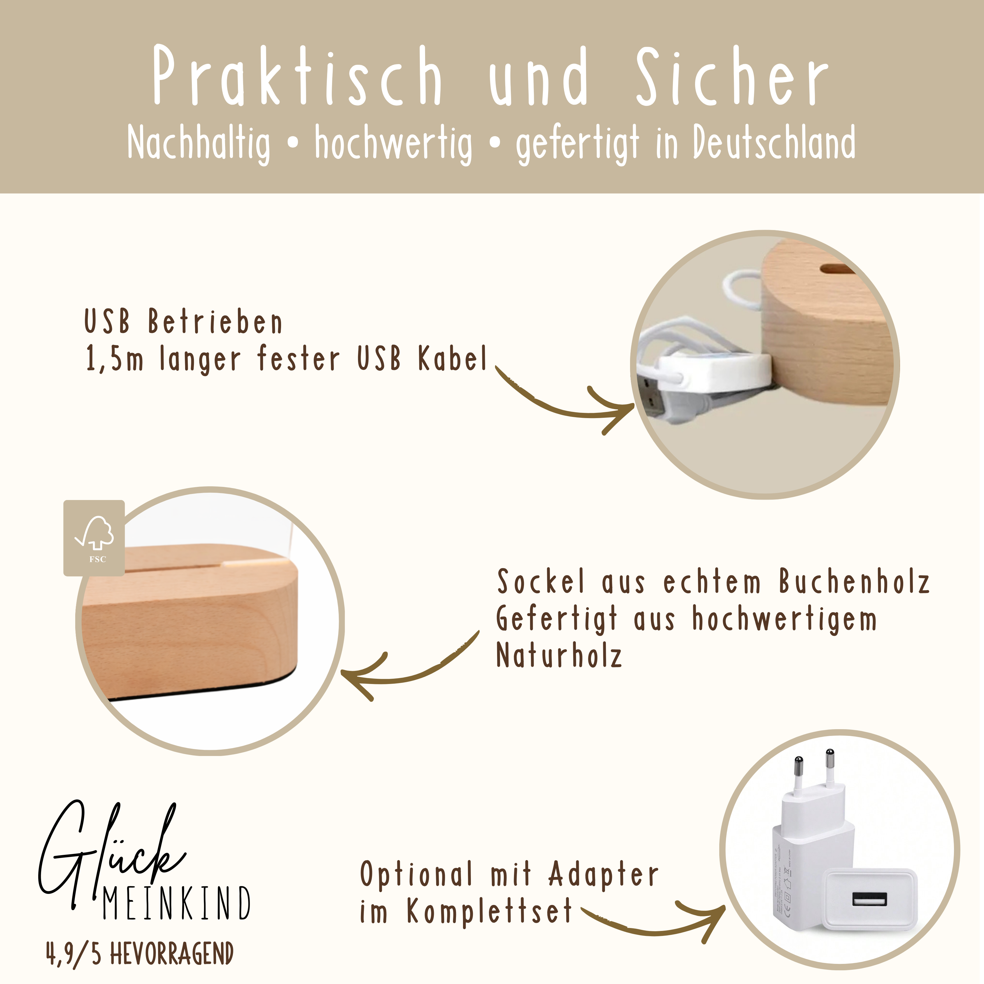 Personalisiertes Nachtlicht Kinder – Skandi Tiere