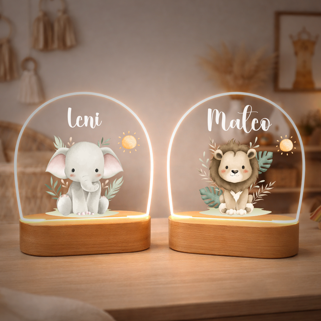 Personalisiertes Kinderlicht LED - Safari Freunde