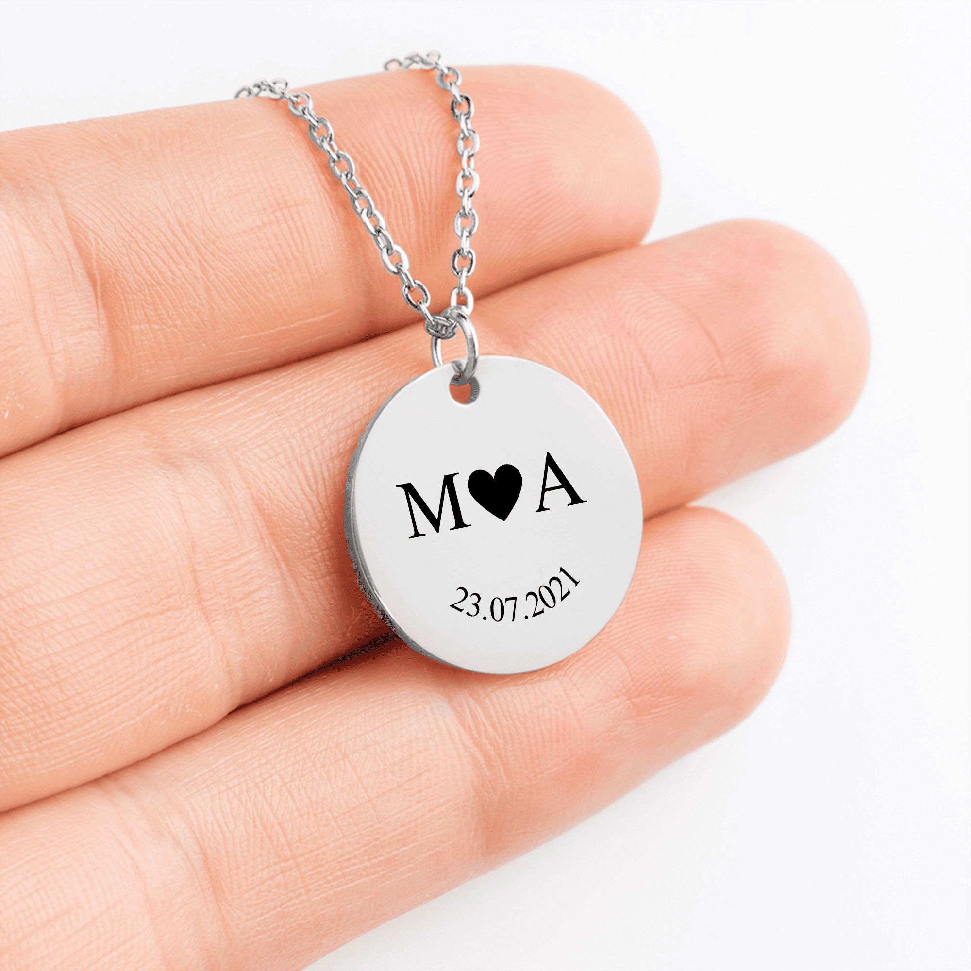 Personalisierte Coin Kette – Initialen & Datum Gravur